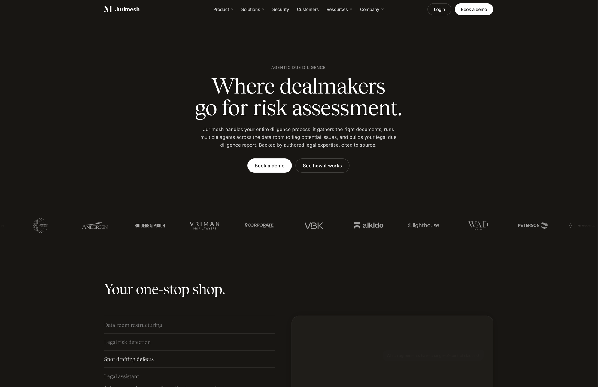 Overview of the jurimesh landingpage